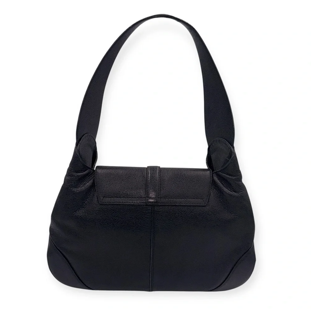 Vintage Bvlgari Catherine Black Pebbled Leather Shoulder Bag